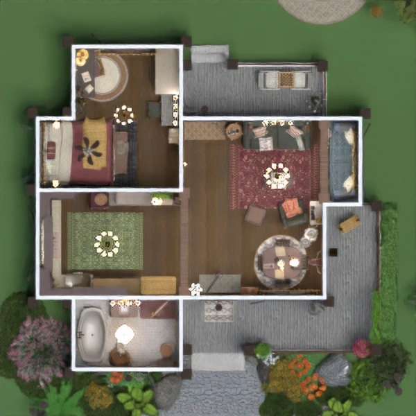 floor plans appartamento cucina cameretta oggetti esterni illuminazione 3d