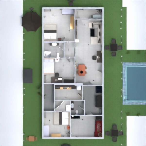 floor plans pokój dzienny kuchnia garaż jadalnia 3d