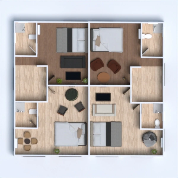 floor plans salón habitación infantil cocina terraza descansillo 3d