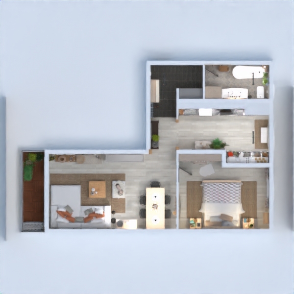 floor plans mieszkanie łazienka sypialnia pokój dzienny kuchnia 3d