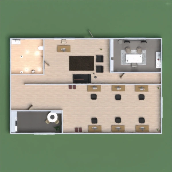 floor plans 办公室 结构 单间公寓 3d