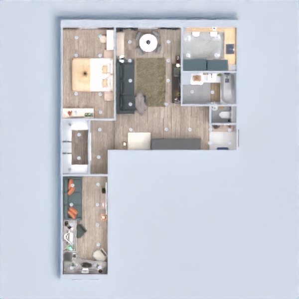 floor plans appartamento camera da letto saggiorno cucina studio 3d