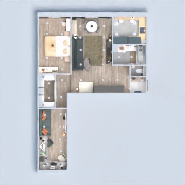 floor plans appartement chambre à coucher salon cuisine bureau 3d
