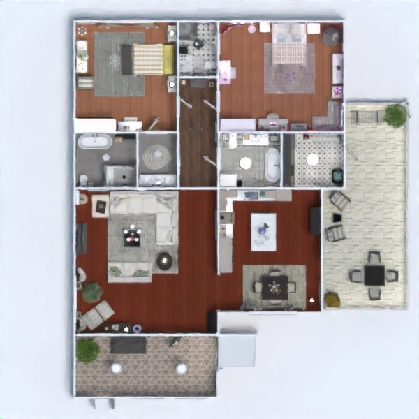 floor plans garaje trastero terraza descansillo 3d