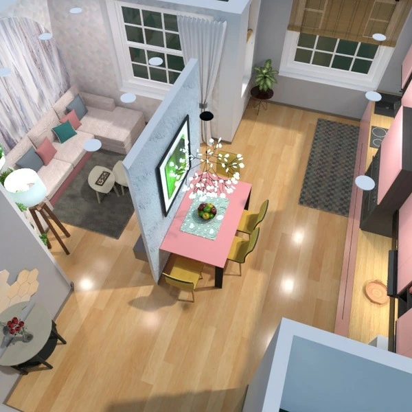 floor plans mieszkanie pokój dzienny kuchnia jadalnia 3d