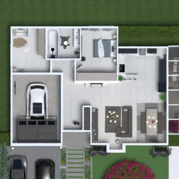 floor plans namas terasa dekoras svetainė аrchitektūra 3d