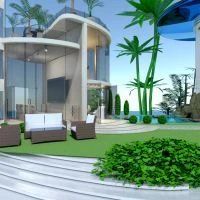 floor plans apartment house terrace living room outdoor lighting landscape architecture 3d