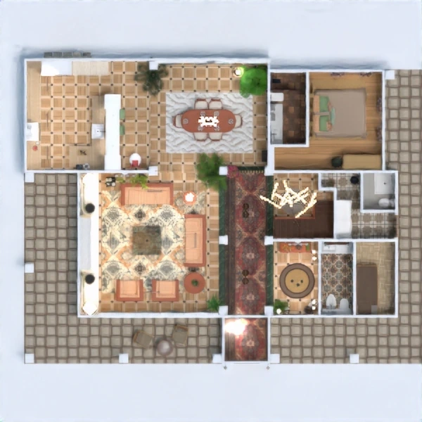 floor plans cuisine entrée chambre d'enfant terrasse maison 3d