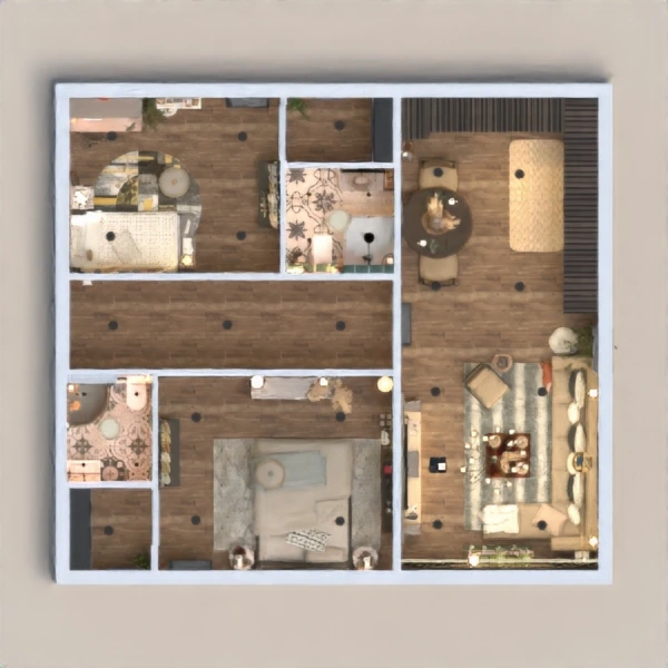 floor plans salón terraza descansillo trastero garaje 3d
