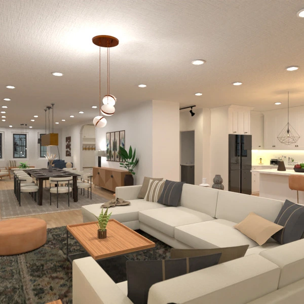 floor plans dom meble pokój dzienny kuchnia jadalnia 3d