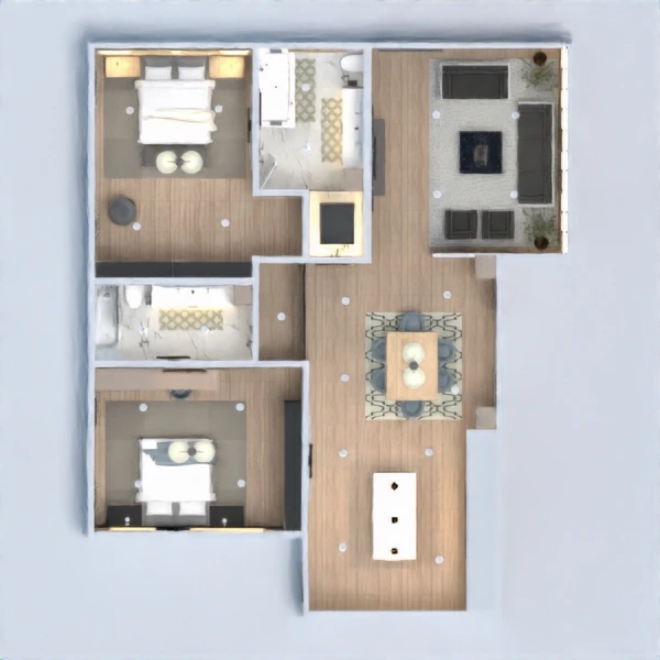 floor plans dom wystrój wnętrz pokój dzienny kuchnia oświetlenie 3d