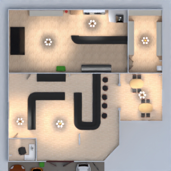 floor plans kavinė 3d