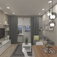 floor plans butas namas baldai dekoras svetainė virtuvė sandėliukas 3d