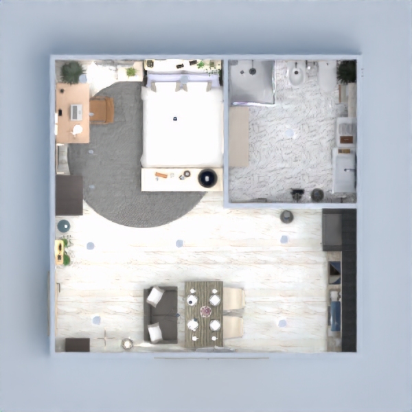 floor plans appartement salle de bains chambre à coucher cuisine bureau 3d
