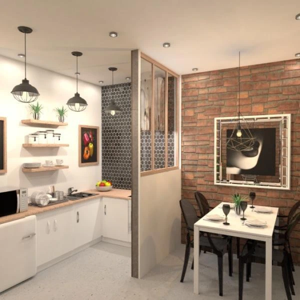 floor plans mieszkanie sypialnia pokój dzienny kuchnia 3d