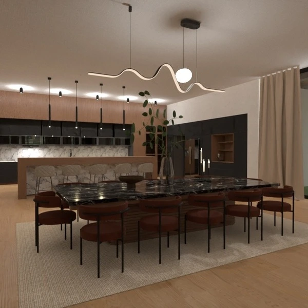 floor plans casa mobílias cozinha iluminação sala de jantar 3d