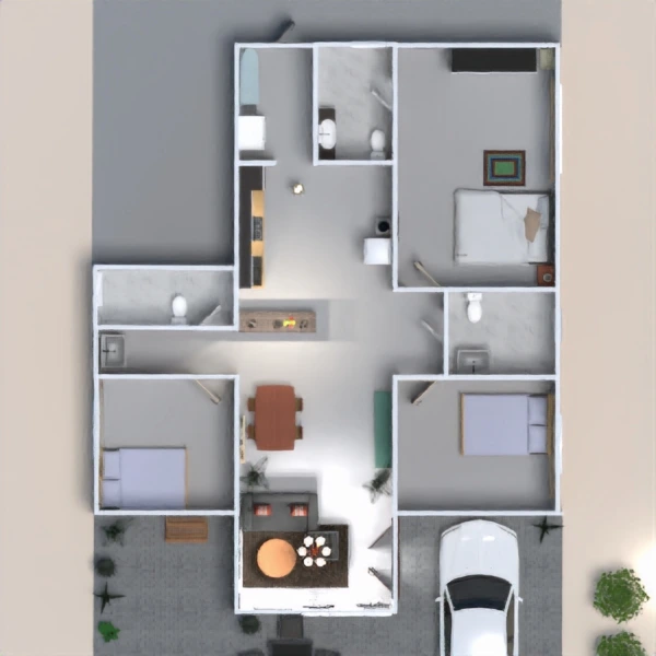 floor plans house terrace decor garage 3d
