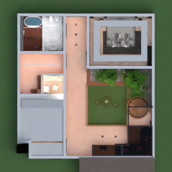 floor plans dom sypialnia pokój dzienny oświetlenie 3d