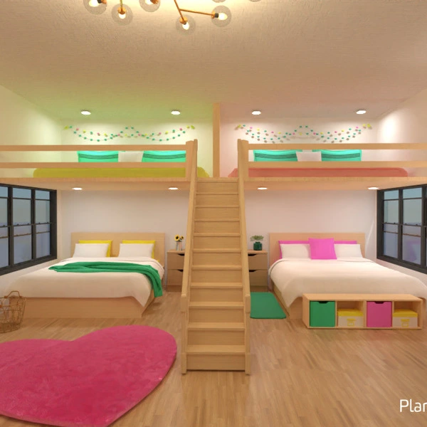 floor plans miegamasis vaikų kambarys biuras 3d