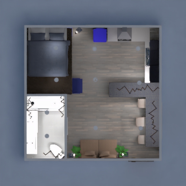 Small Studio Interior main color dark blue.Plz dont copy paste other commen and only talked nicely.Plz votee