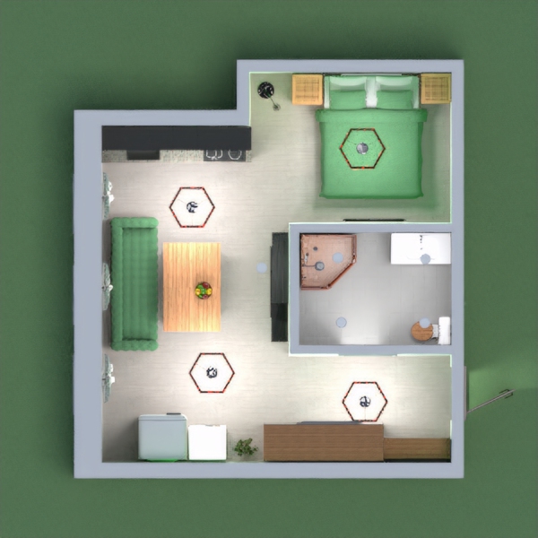 Маленькая квартирка в зелёных тонах