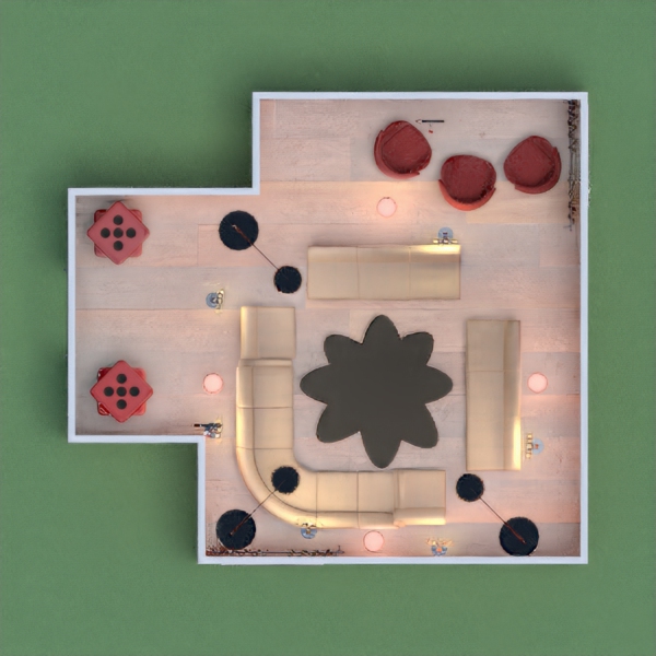 A modern room for board games witch you can play with the lights, play board games & play darts