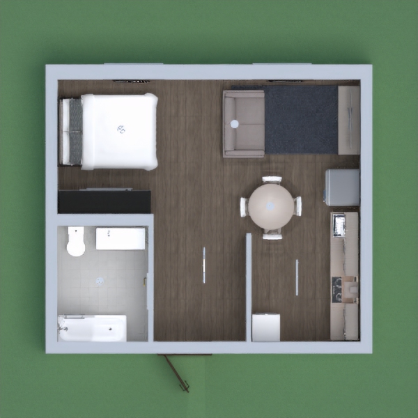 I made a simple apartment. Not very colorful, but has all the necessities.
