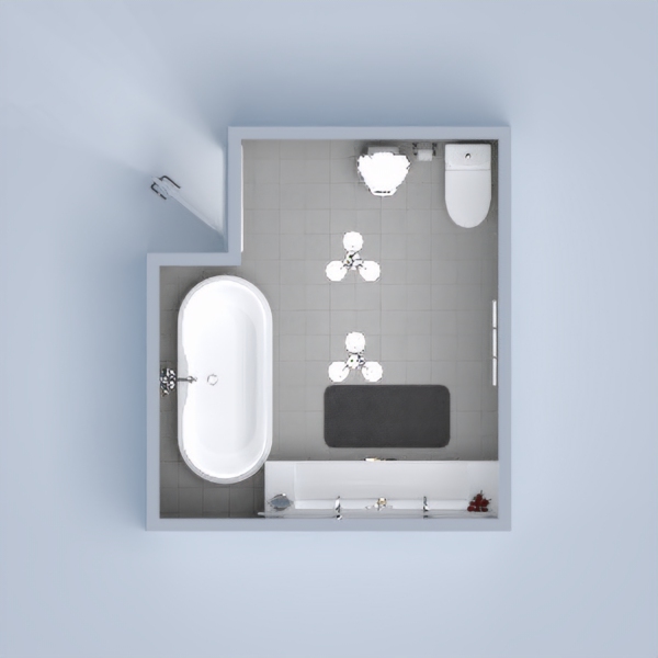 A modern contemporary bathroom for an apartment style or a smaller family, perhaps in a master bathroom. It has a luscious tub and a modern sink with a black and white flare.