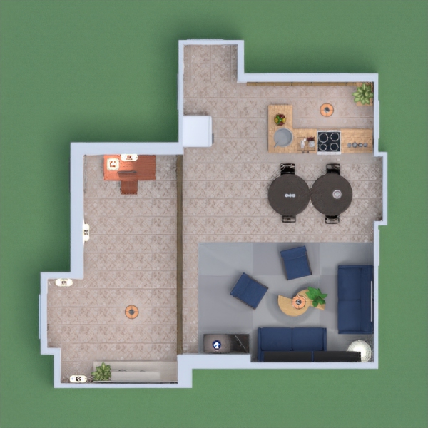 monolocale con ingresso, salotto e piccola cucina