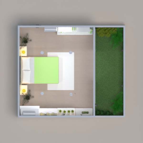 A bedroom with a garden.please vote