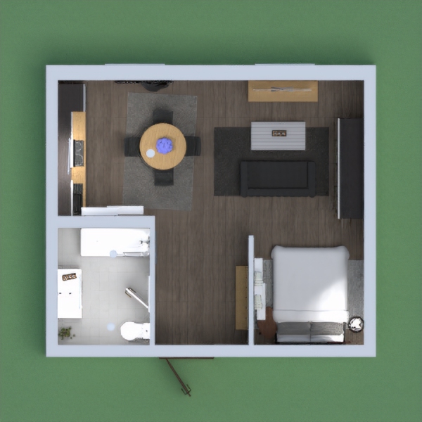 A modern, simple studio apartment that doesn't allow comfort to be given up with space.