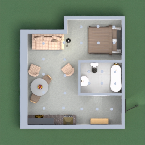 Small old apartment. One bathroom, kitchen, and bedroom.