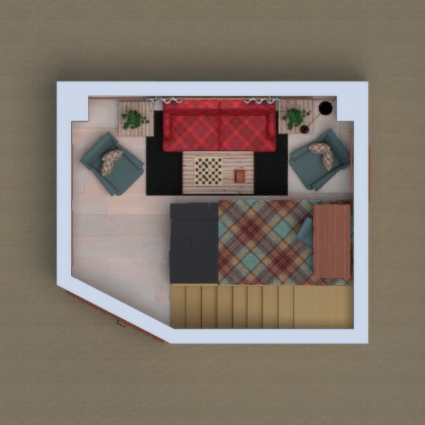Hi! I'm back with another design. Today I made a house with plaid, purple, black and blue with reddish wood. And today I felt a little bit extra, so I made a second story to be a desk area. And the bottom story is like a calm reading area. Feel free to comment and vote too! I hope you enjoy it! Thank you! -Izzy