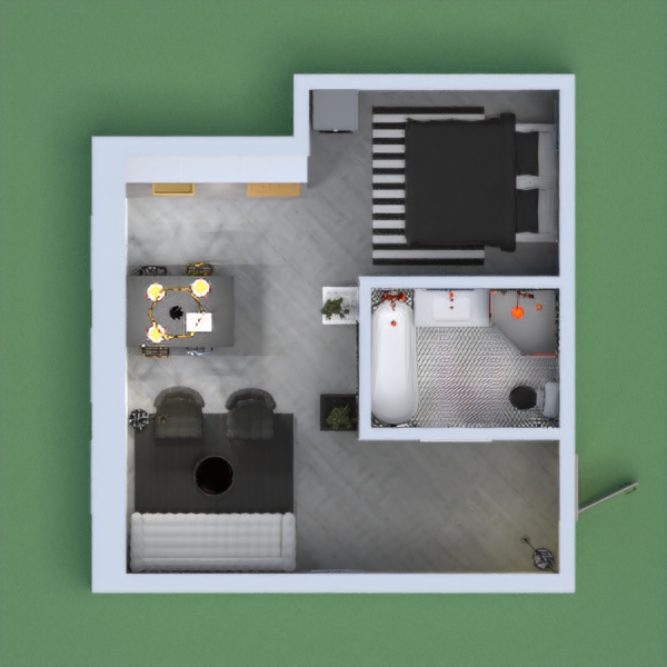 I don't really like this lol My creativity was lacking on this one. Not my best work but it was fun and that's all that matters. So this is a somewhat industrial style small apartment.