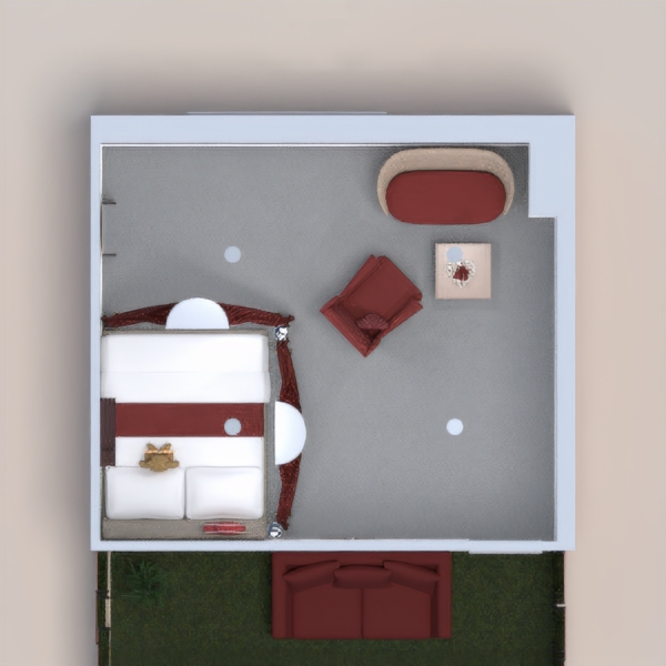 Hello! I made a nice room. I tried to make it red, because red is my main color. The front area has a paded bench, and a plant. The inside I tried to make really homey, and nice. Please don't say 