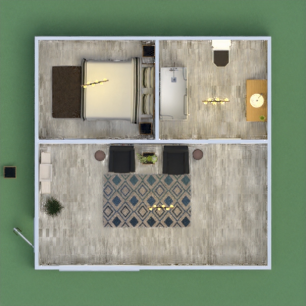 my design is a one person house you have a bedroom a bathroom and you main area it might be small but it still has so much space. you can also still add a kitchen.