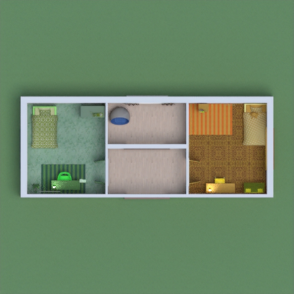 Two bedroom house for sisters - Themes: Yellow and green