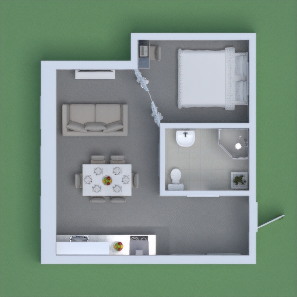 Modern apartment in light grey tones.