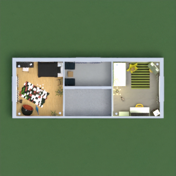 two bedroom with different colors