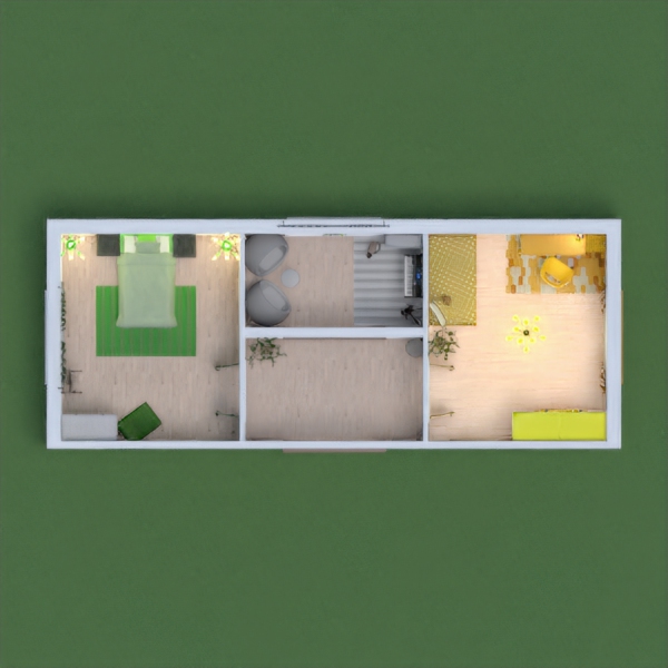 I tried to mainly do green in one bedroom and yellow in the other with a few accent colors. In the middle is kind-of a sitting room and music room which is mainly grey. When you first walk in, there is 2 paintings, a plant, and an ottoman. I  even tinted the windows in the bedrooms! I really hope you like my design and vote for me! Please leave any comments or suggestions below! Thanks!!!! ????