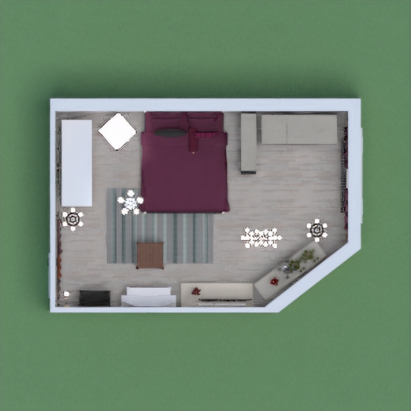 This project is visualization of a bedroom, the base colours are dark purple, silver, dark grey and there are a lot of storage opportunity in the shelves and other furnitures. I hope You would like it, and vote for it.