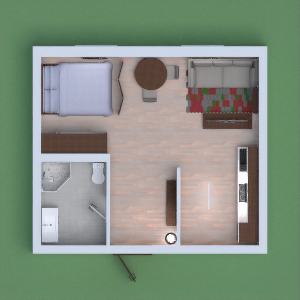 This is my modern, airy apartment. It is open, and quaint. 
It is also split into different sections, like the living room, the kitchen, bathroom and bedroom. 
I hope you enjoy, and please vote and leave comments! =)