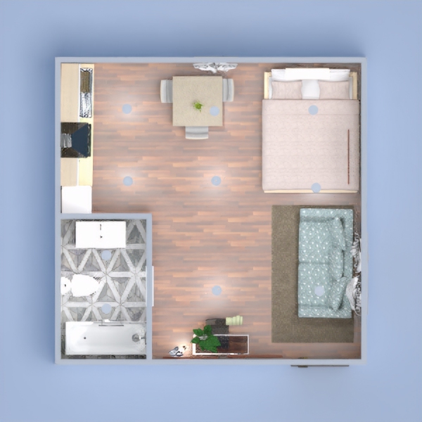 this studio apartment would e owned by a college student. this college student would live some were by the beach.the interior is very simple. i hope i did good :)