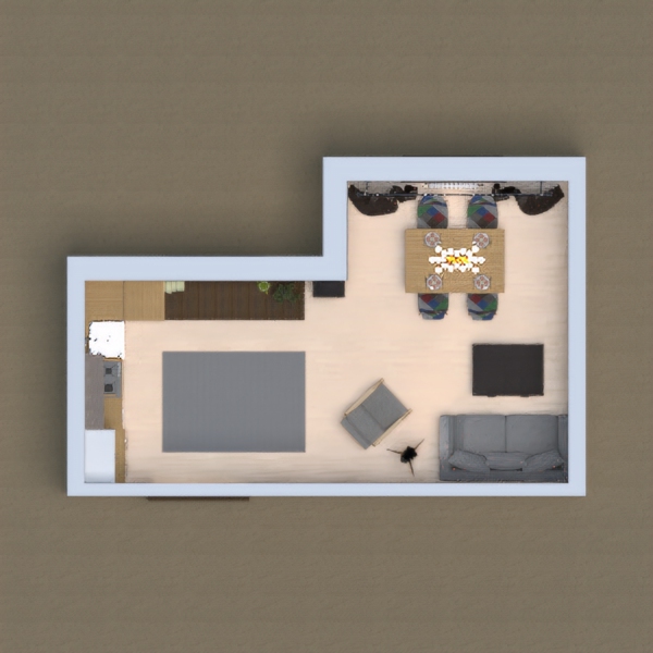 A kitchen and living room