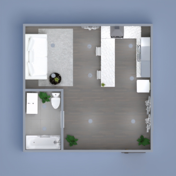 This is my cozy modern studio apartment. Instead of a heavy dark model, I went for a cozy style