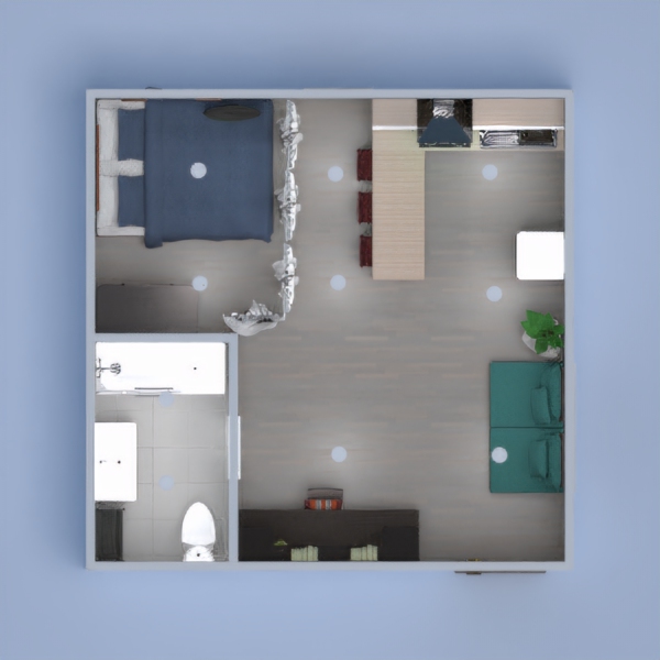 Bonito mini apartamento con baño completo, una zona de estudio con mucho espacio, salon, cocina-comedor con barra y habitacion privada con armario