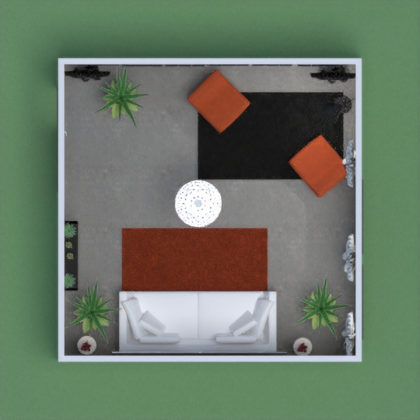 I really focussed  on the art work in this living room. I think it looks nice and modern. I also really like the orange, it bring color and life to the room. I tried to add some plant too. Overall, i did a design, that is different and unique.
Good luck,