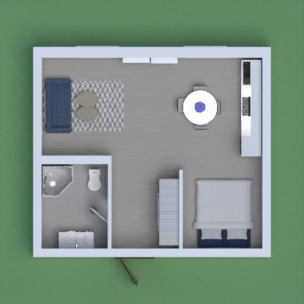 This is a small apartament:
1 Toilet, 1 Kitchen-Living Room, 1 Bedroom