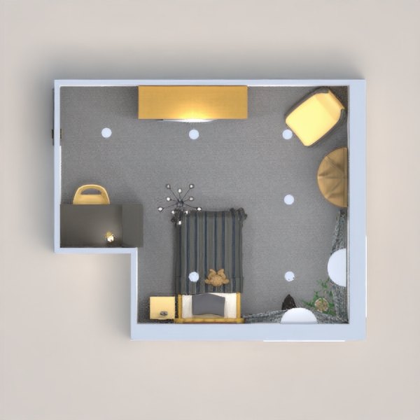 A nice kids bedroom in shades of darkish grey and golden yellow