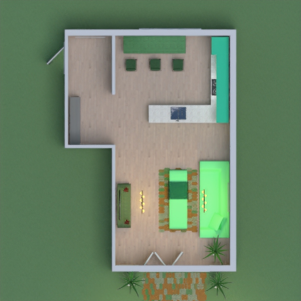 Comfortable living space. Small patio. You know me...I always choose a theme color and this projects theme color is green. I spent a lot of time on this so, I hope you vote for me please!! And I would like honest comments and/or suggestions. 

Thank you, Rhea 1809